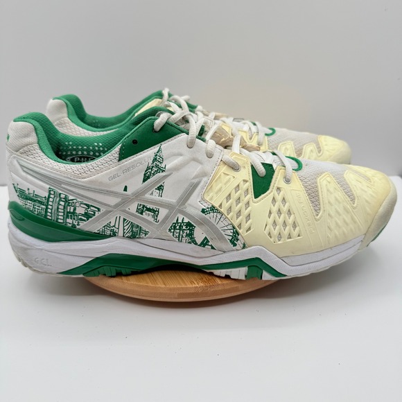 Asics GEL Resolution London 2016 Tennis Shoes White Green Mens Size 12.5 - Picture 1 of 10